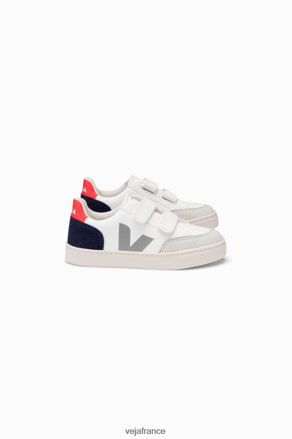 chaussures Veja v-12 cuir sans chrome blanc multico nautico enfants 0826JT310