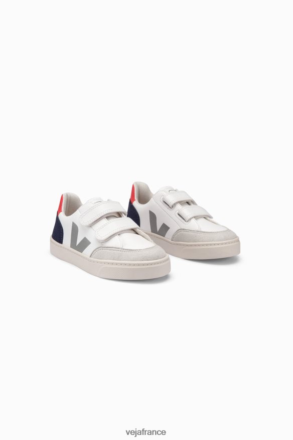 chaussures Veja v-12 cuir sans chrome blanc multico nautico enfants 0826JT310