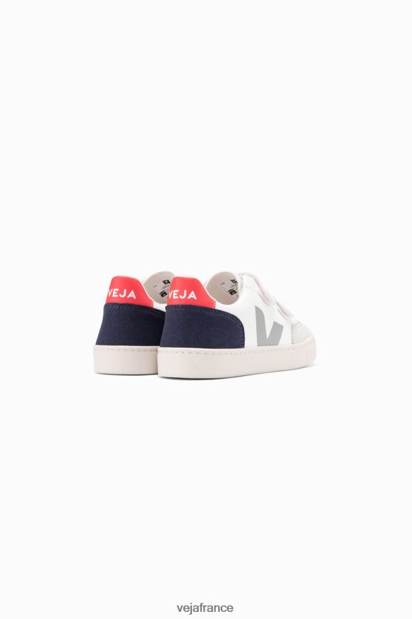 chaussures Veja v-12 cuir sans chrome blanc multico nautico enfants 0826JT310