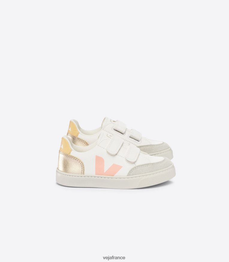 chaussures Veja v-12 cuir sans chrome blanc multico platine enfants 0826JT301