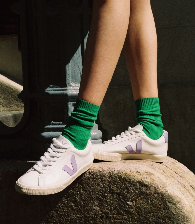 chaussures Veja esplar cuir blanc lavande femmes 0826JT243