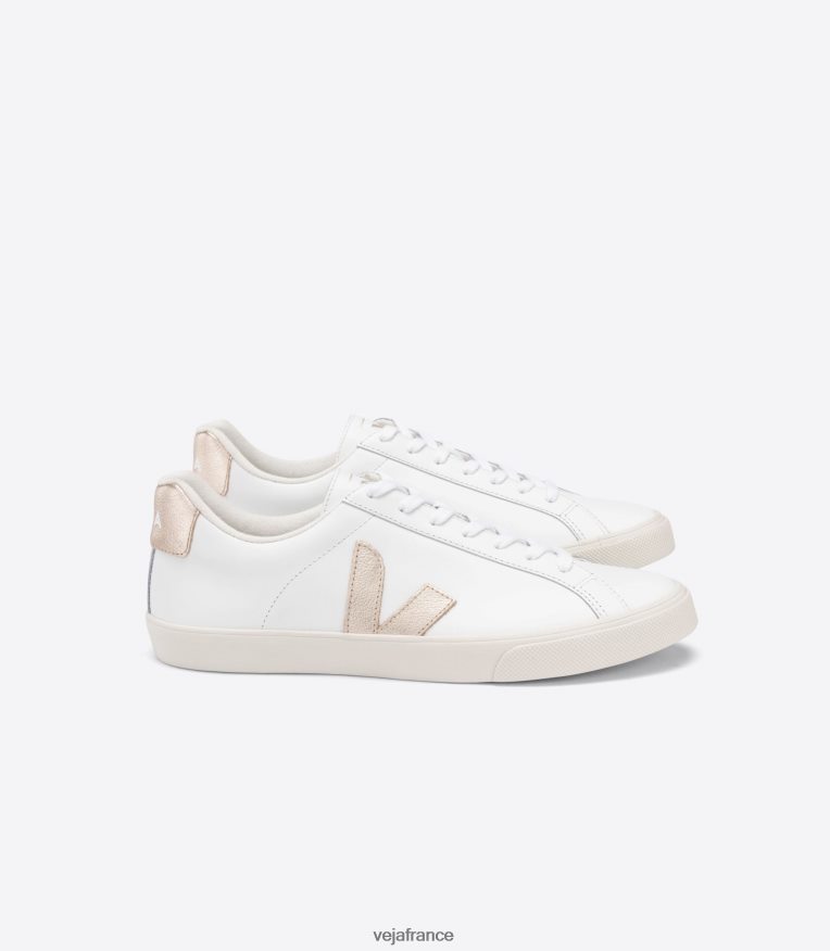 chaussures Veja esplar cuir blanc platine femmes 0826JT241