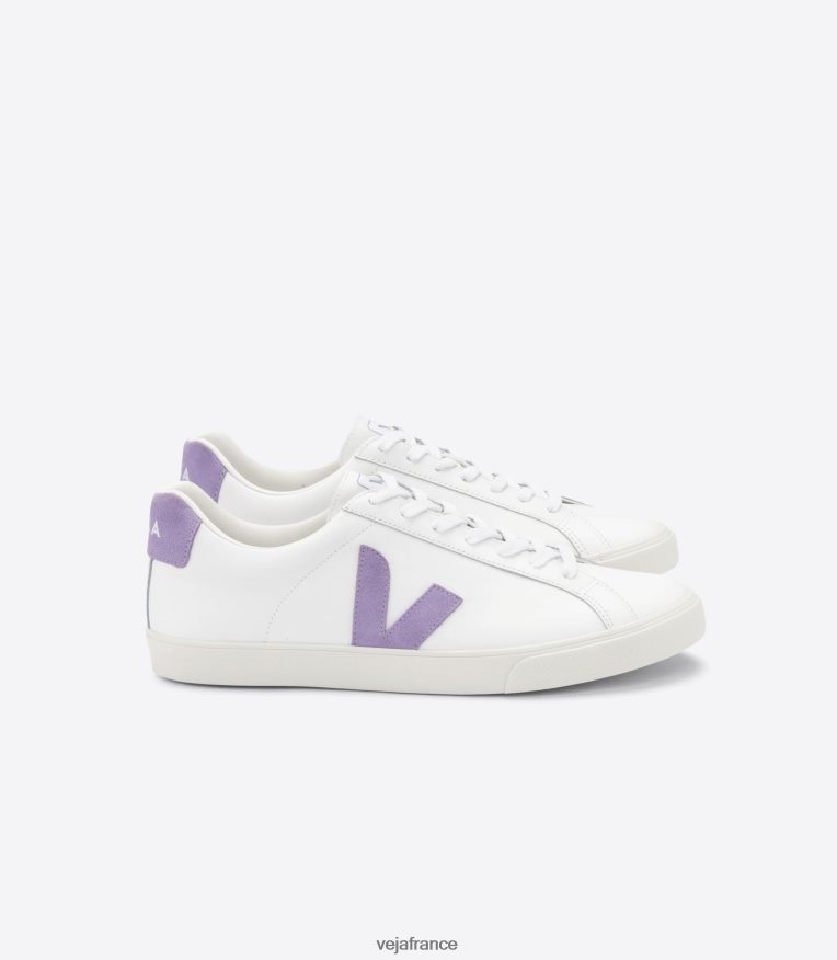 chaussures Veja esplar cuir extra blanc lavande femmes 0826JT242