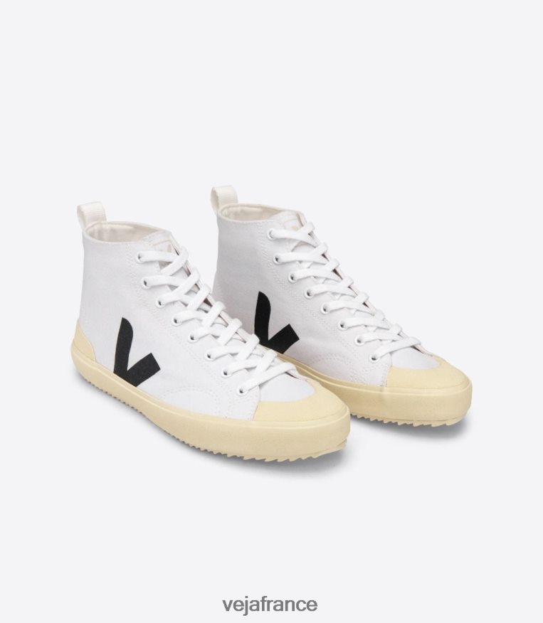 chaussures Veja nova ht toile blanc noir semelle beurre femmes 0826JT288