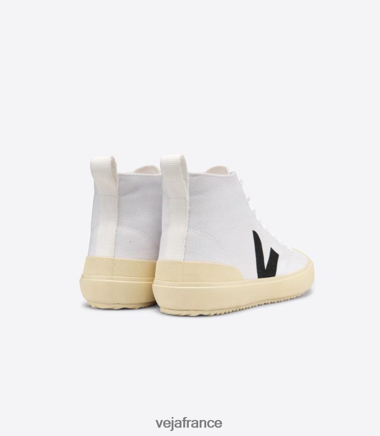 chaussures Veja nova ht toile blanc noir semelle beurre femmes 0826JT288