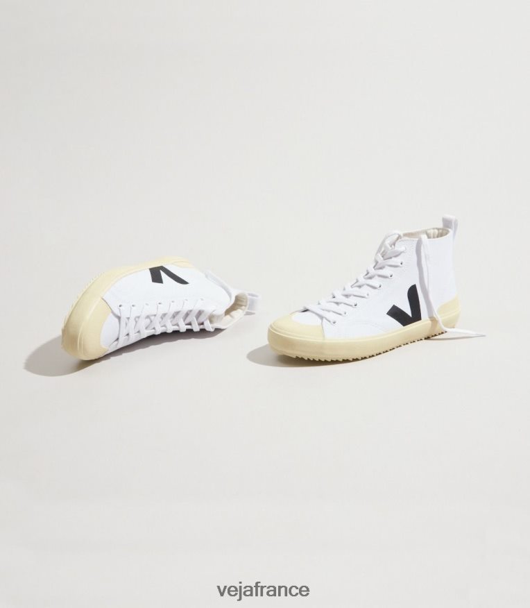 chaussures Veja nova ht toile blanc noir semelle beurre femmes 0826JT288