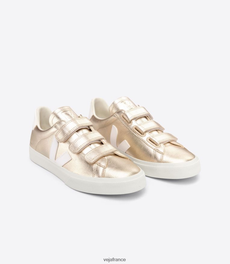 chaussures Veja recife cuir sans chrome platine blanc femmes 0826JT245