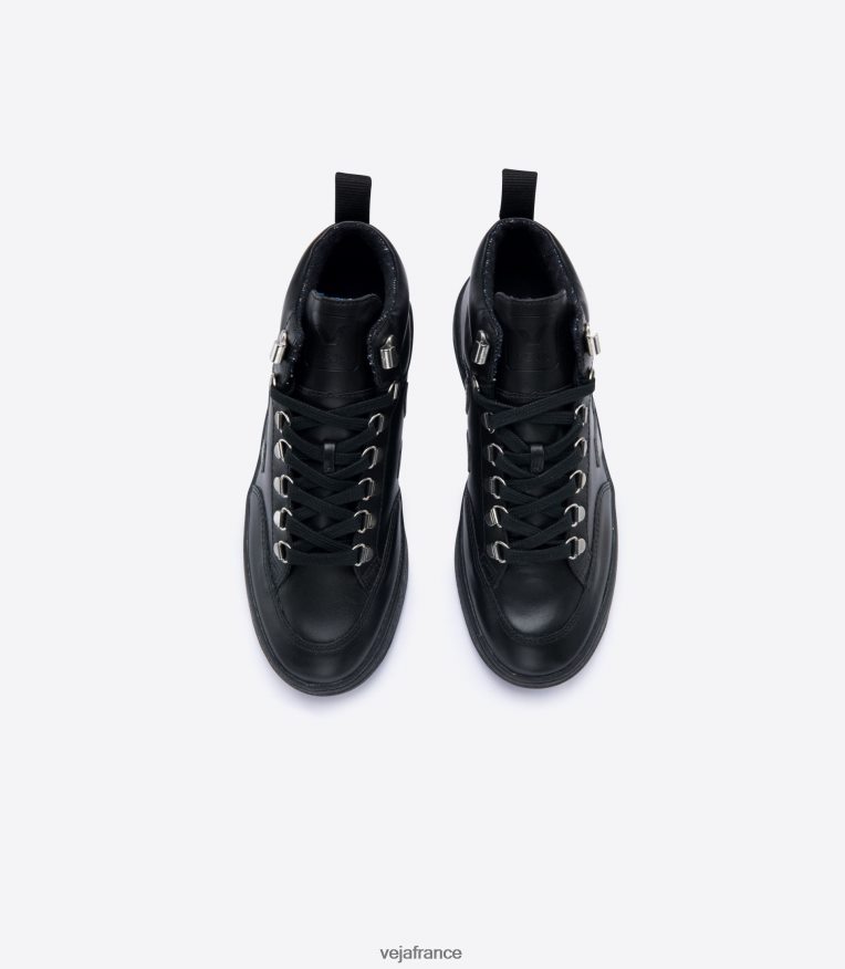 chaussures Veja cuir roraima noir semelle noire graphite femmes 0826JT253