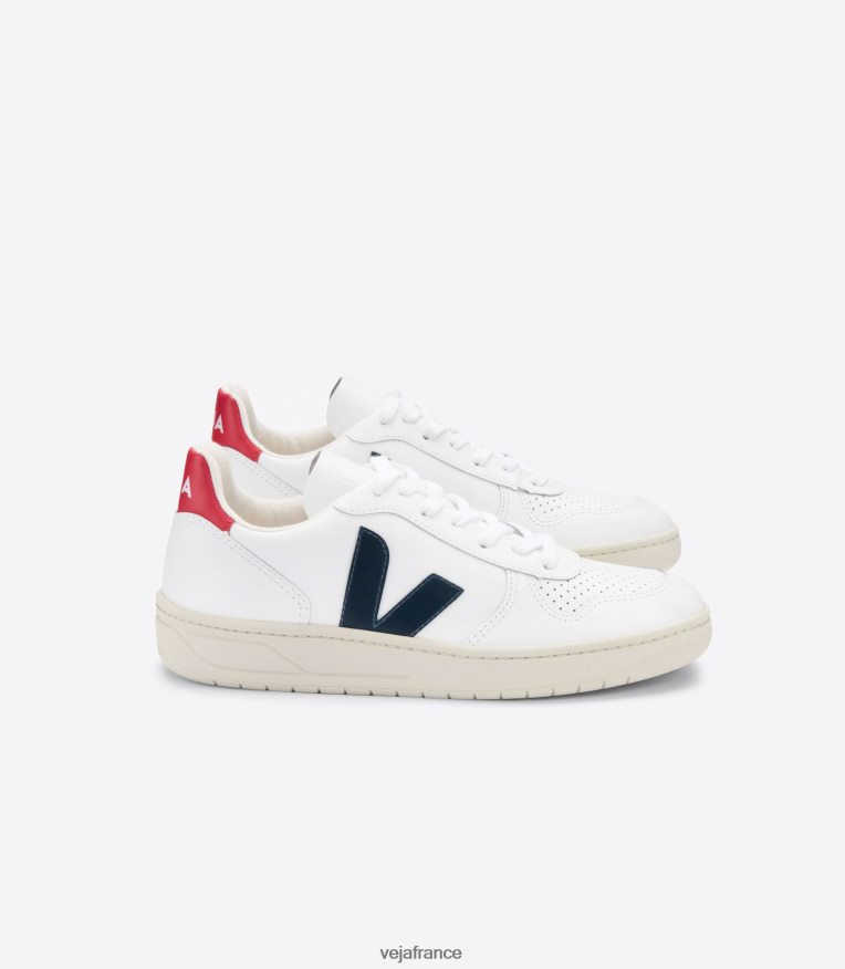 chaussures Veja v-10 cuir blanc nautico pekin femmes 0826JT238