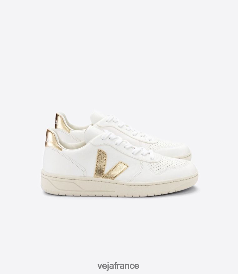 chaussures Veja v-10 cuir sans chrome platine blanche femmes 0826JT233