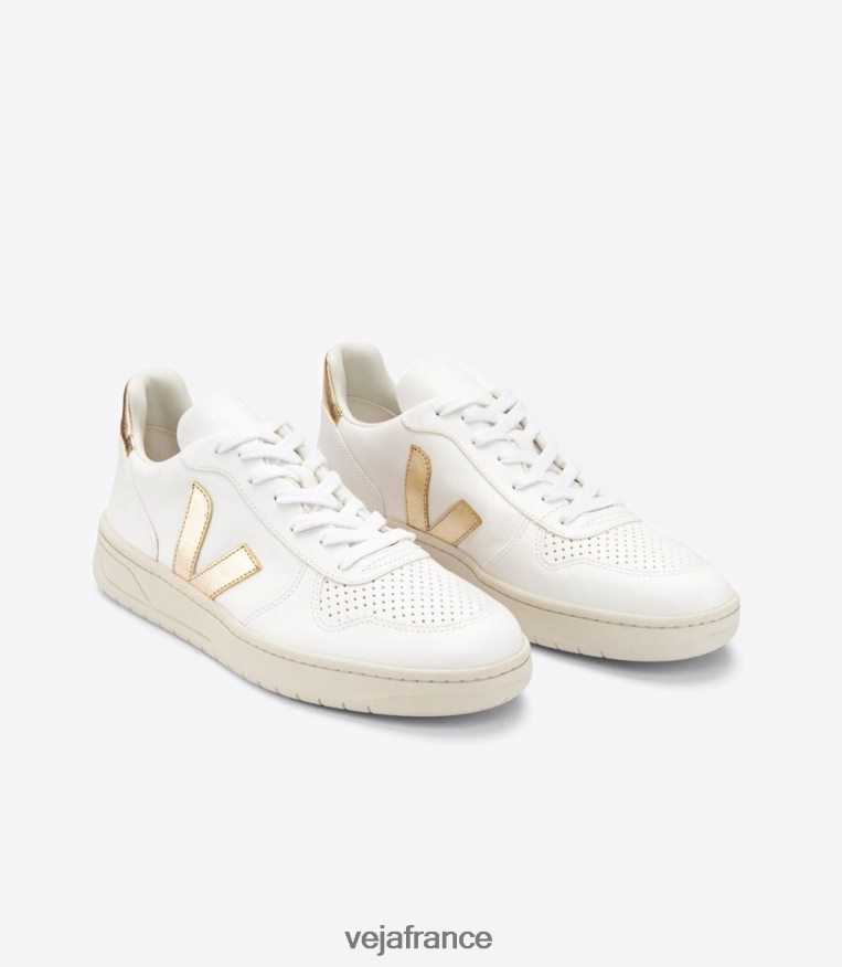 chaussures Veja v-10 cuir sans chrome platine blanche femmes 0826JT233