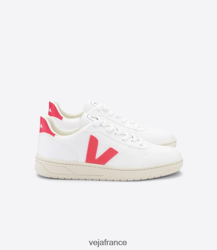 chaussures Veja v-10 cwl blanc rose fluo femmes 0826JT299