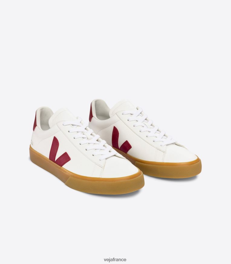 chaussures Veja campo cuir sans chrome blanc marsala naturel Hommes 0826JT13