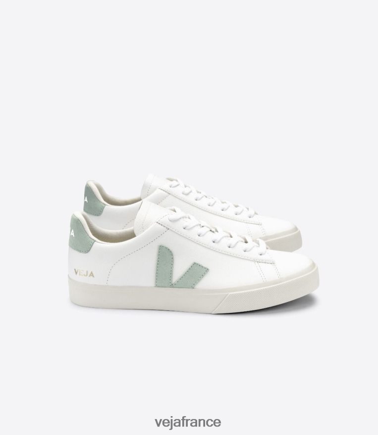 chaussures Veja campo cuir sans chrome blanc matcha Hommes 0826JT17