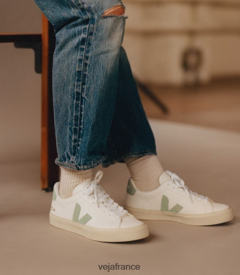 chaussures Veja campo cuir sans chrome blanc matcha Hommes 0826JT17