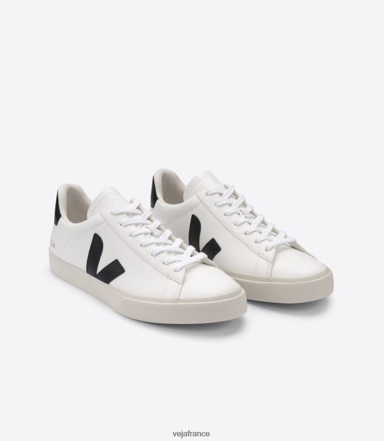 chaussures Veja campo cuir sans chrome blanc noir Hommes 0826JT6