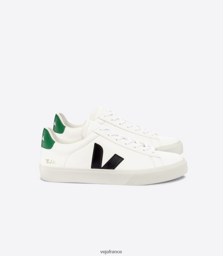 chaussures Veja campo cuir sans chrome blanc noir émeraude Hommes 0826JT20
