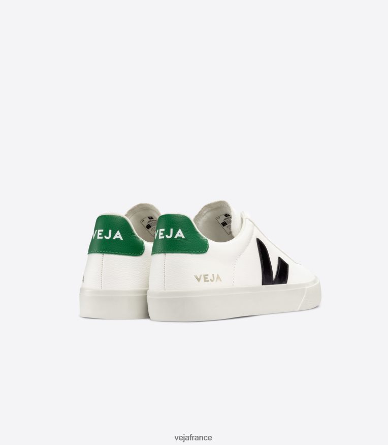 chaussures Veja campo cuir sans chrome blanc noir émeraude Hommes 0826JT20