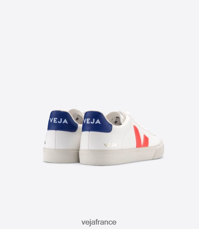 chaussures Veja campo cuir sans chrome blanc orange fluo Hommes 0826JT16