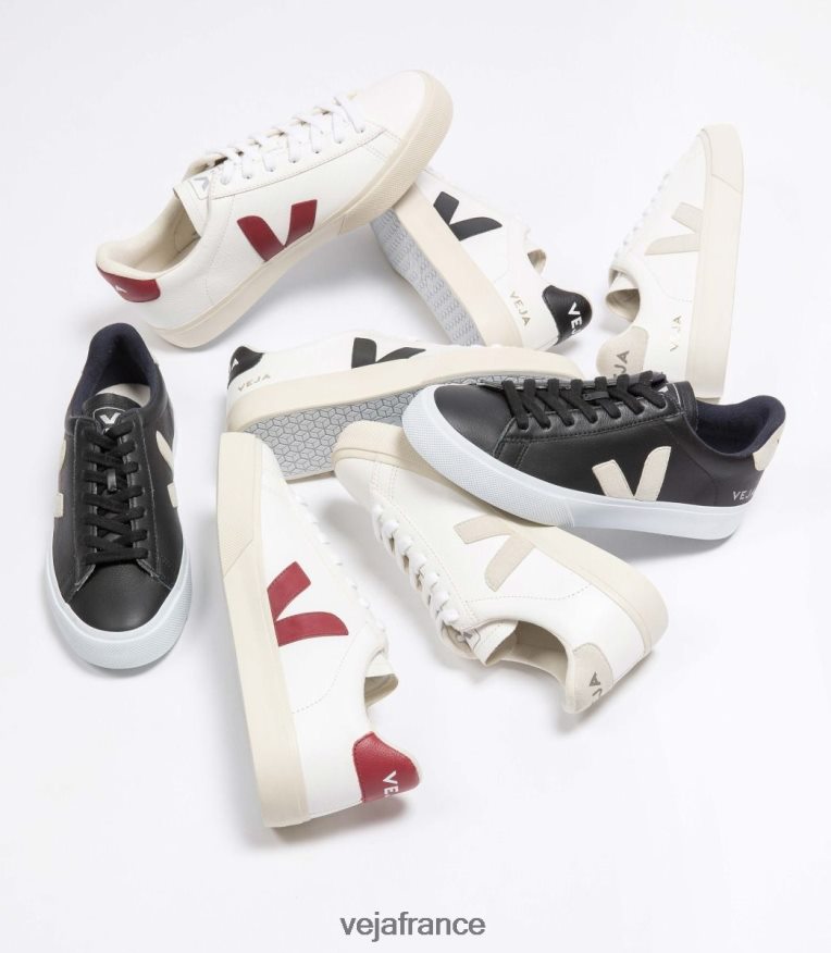 chaussures Veja campo cuir sans chrome noir blanc Hommes 0826JT15