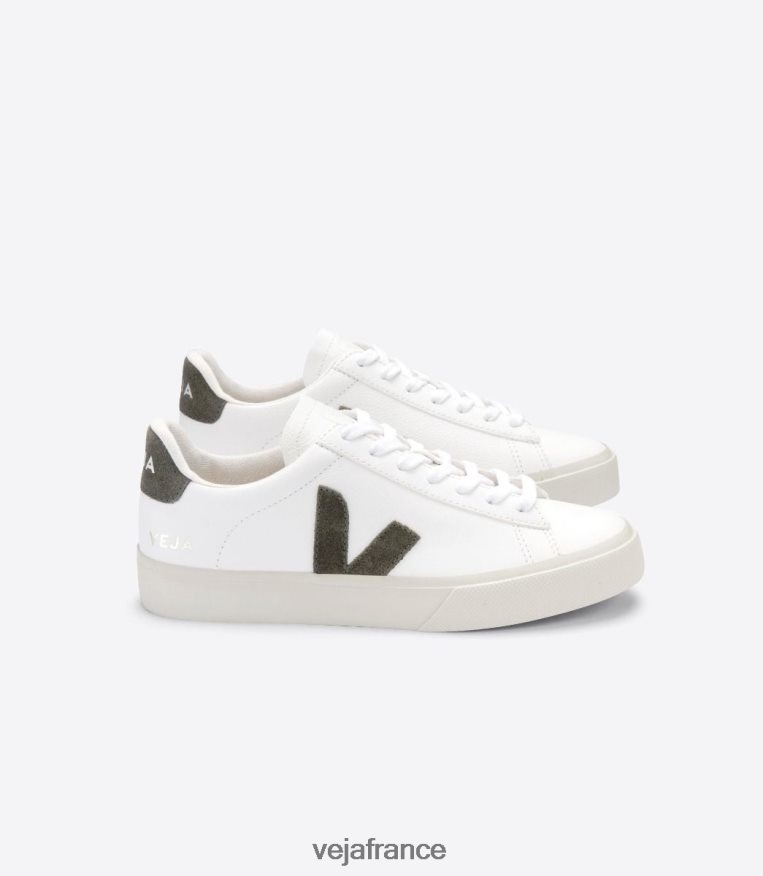chaussures Veja cuir campo sans chrome blanc kaki Hommes 0826JT12