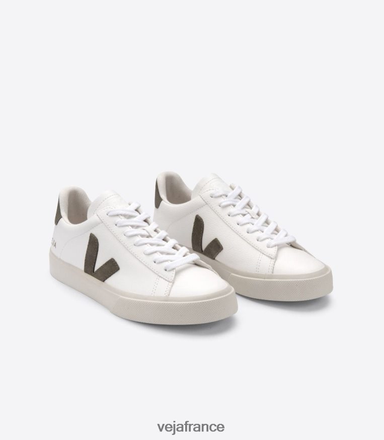 chaussures Veja cuir campo sans chrome blanc kaki Hommes 0826JT12
