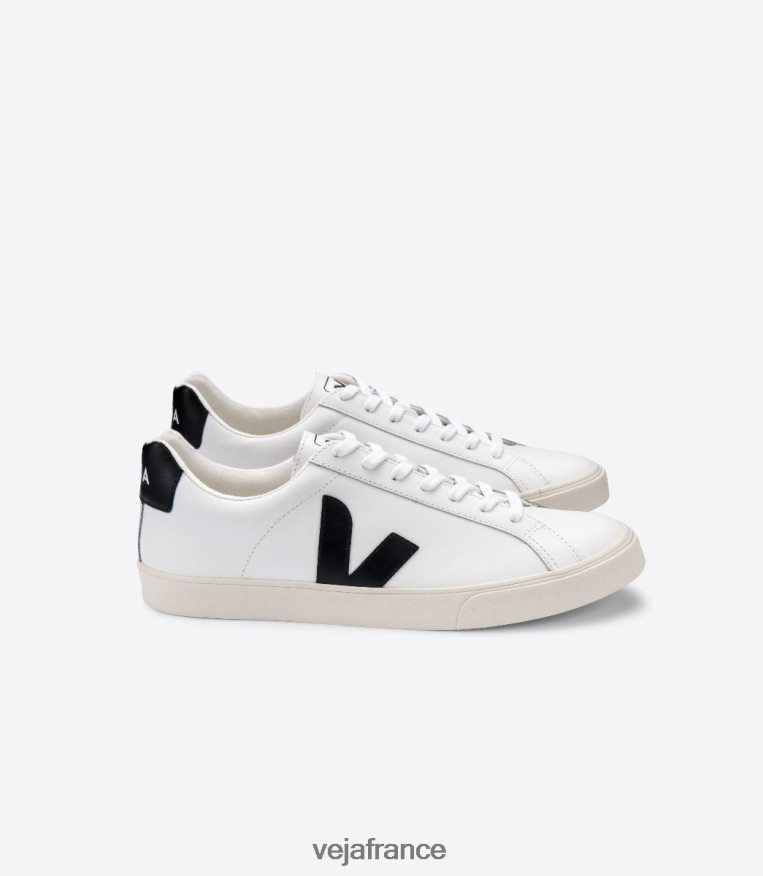 chaussures Veja esplar cuir blanc noir Hommes 0826JT91