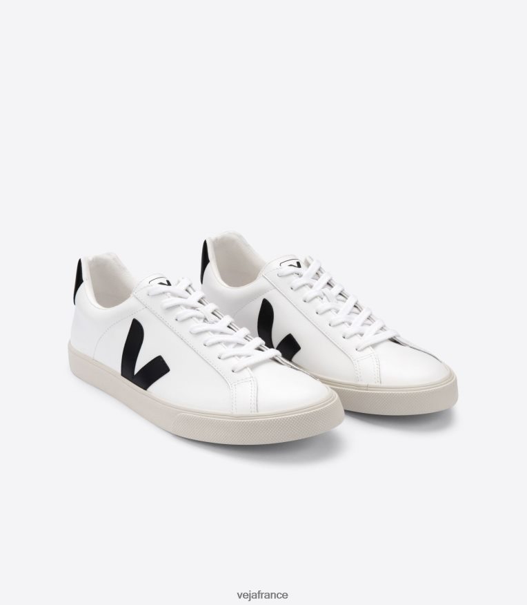 chaussures Veja esplar cuir blanc noir Hommes 0826JT91