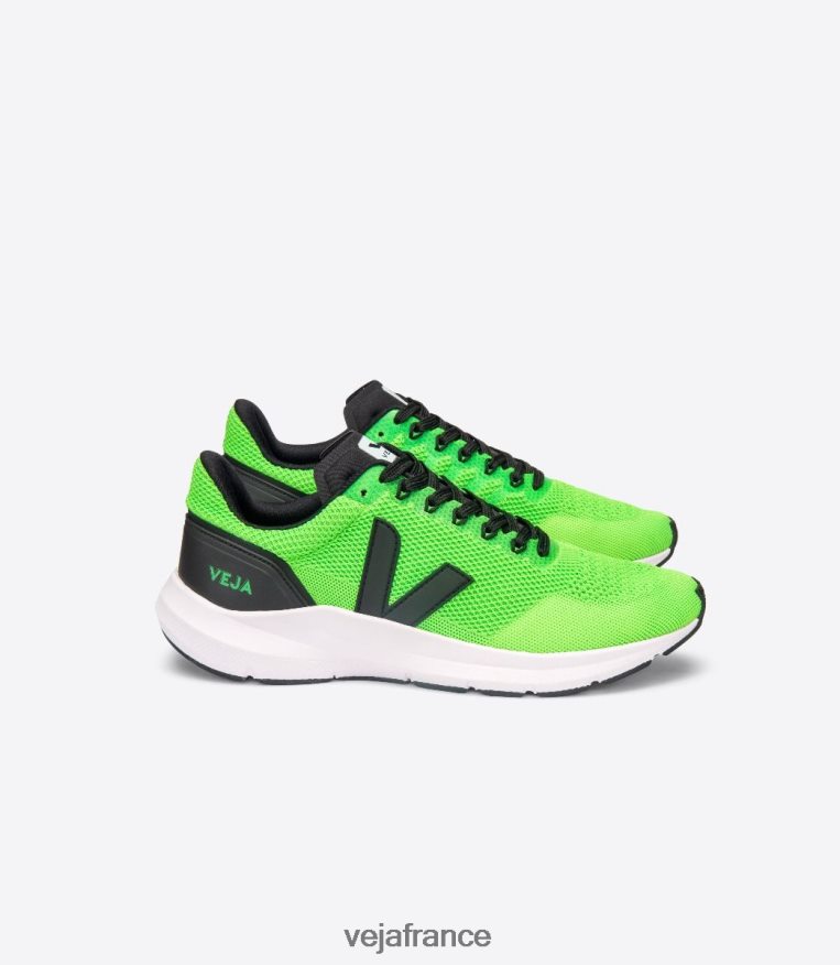chaussures Veja marlin v-knit vert fluo noir Hommes 0826JT206