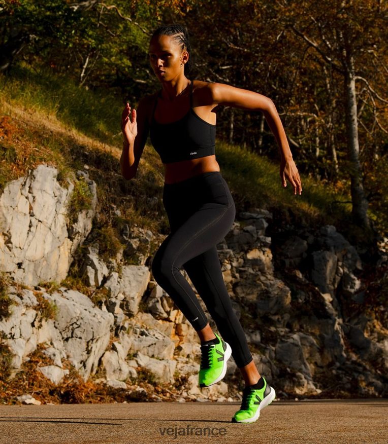 chaussures Veja marlin v-knit vert fluo noir Hommes 0826JT206