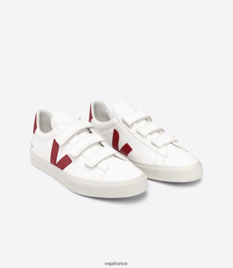 chaussures Veja Recife cuir sans chrome blanc marsala Hommes 0826JT115