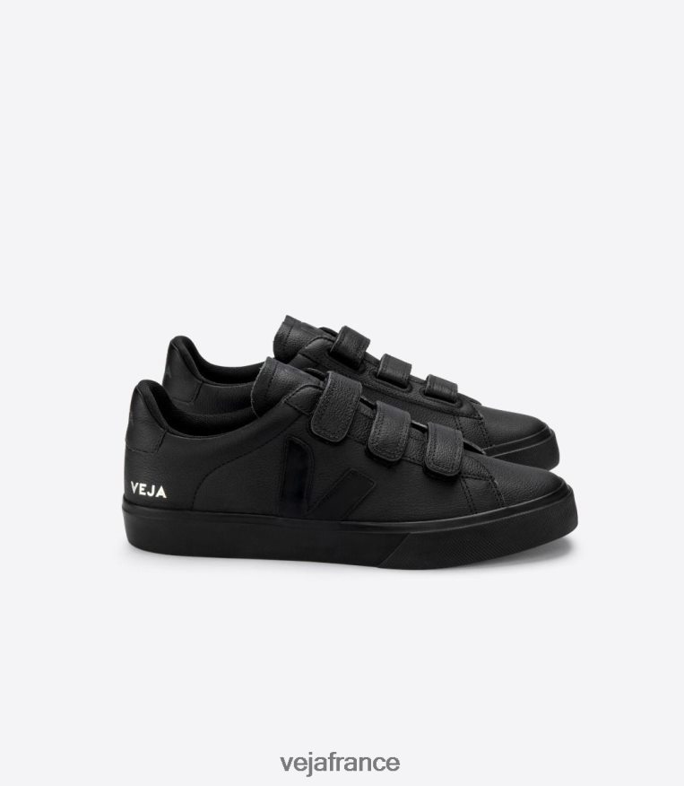chaussures Veja Recife cuir sans chrome noir intégral Hommes 0826JT111
