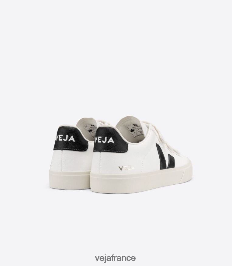 chaussures Veja recife cuir sans chrome blanc noir Hommes 0826JT110