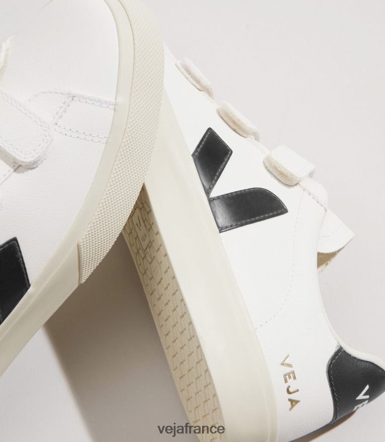 chaussures Veja recife cuir sans chrome blanc noir Hommes 0826JT110