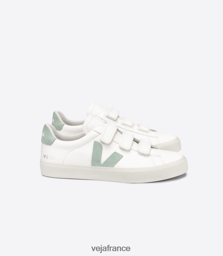 chaussures Veja recife cuir sans chrome matcha blanc Hommes 0826JT109
