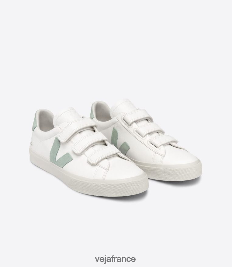 chaussures Veja recife cuir sans chrome matcha blanc Hommes 0826JT109