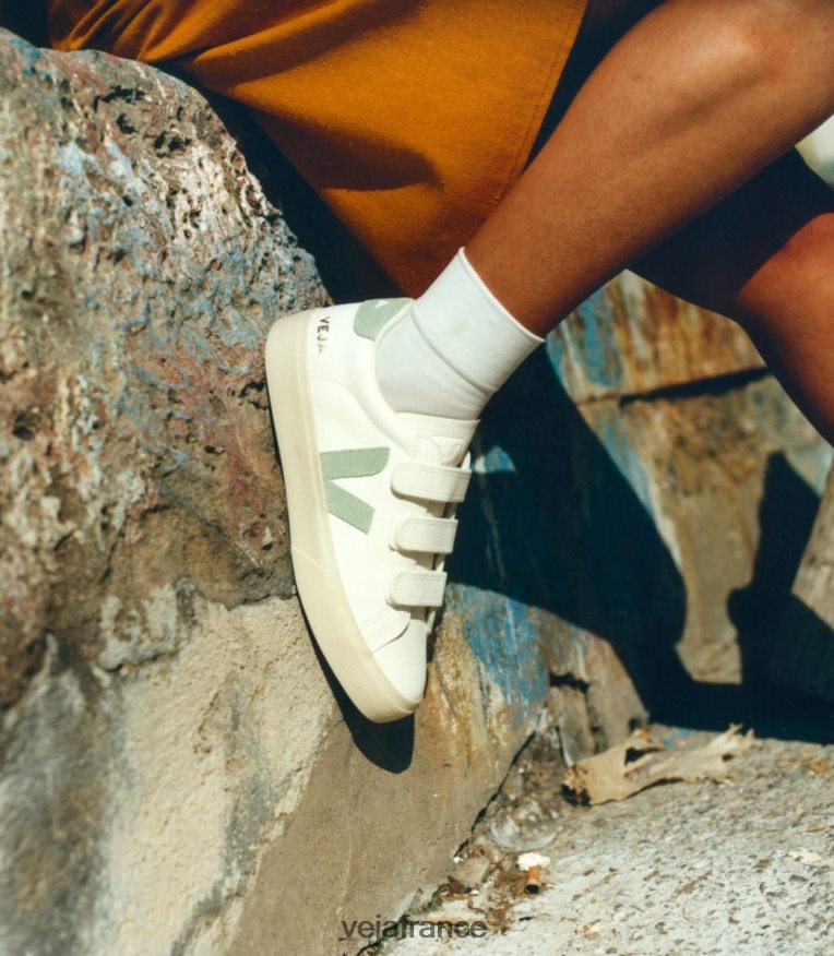 chaussures Veja recife cuir sans chrome matcha blanc Hommes 0826JT109