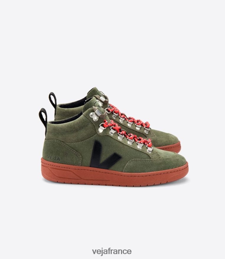 chaussures Veja roraima daim olive noir semelle rouille Hommes 0826JT120