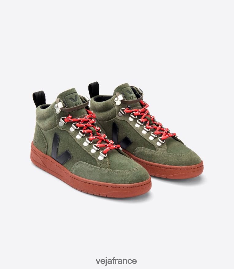 chaussures Veja roraima daim olive noir semelle rouille Hommes 0826JT120