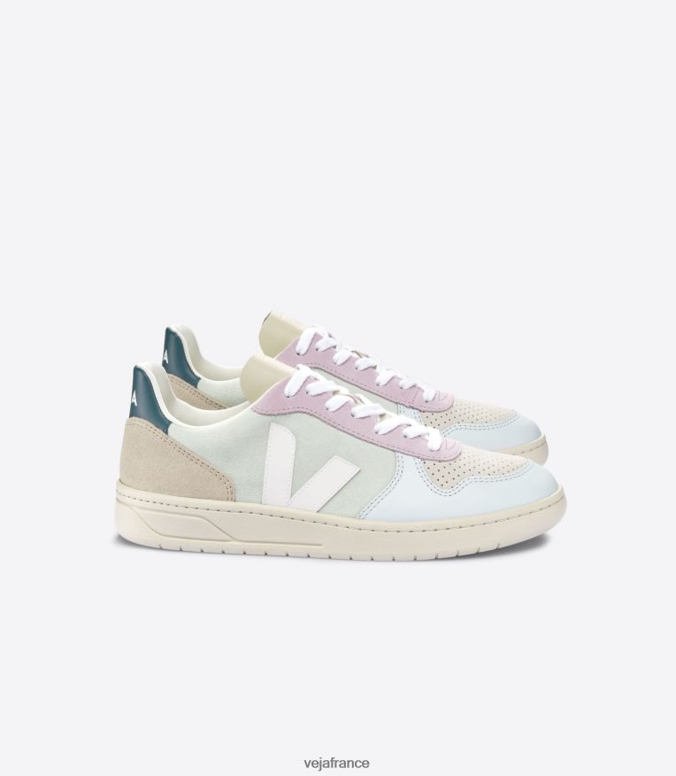 chaussures Veja V-10 daim blanc jade multico Hommes 0826JT53
