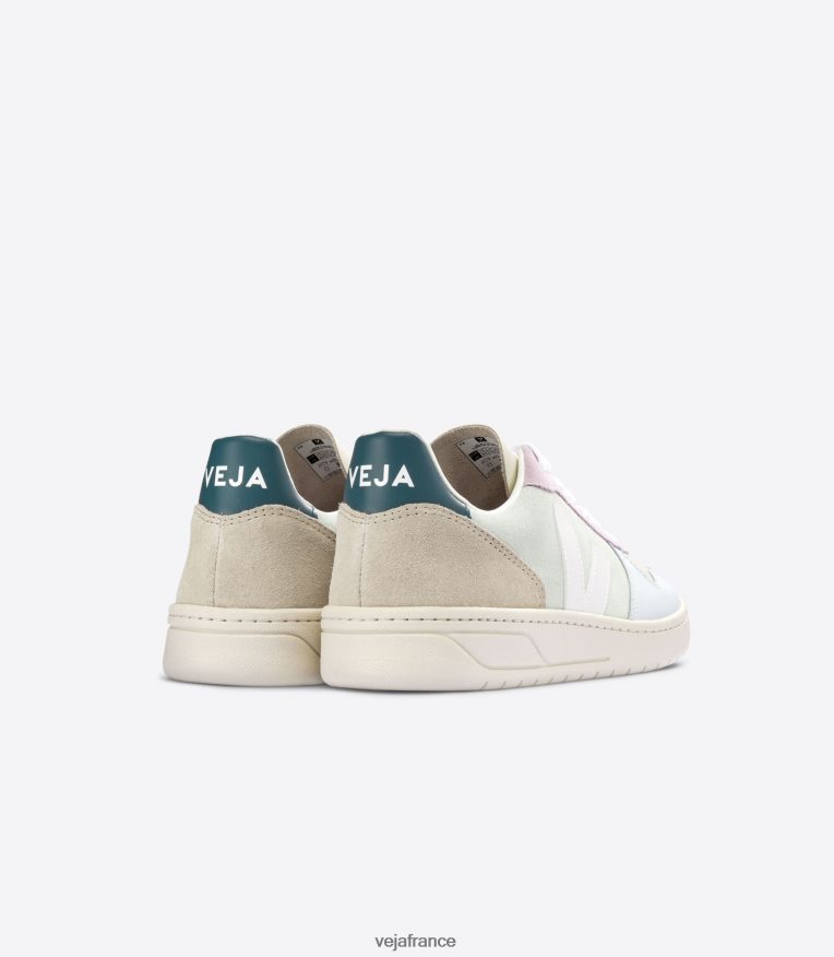 chaussures Veja V-10 daim blanc jade multico Hommes 0826JT53