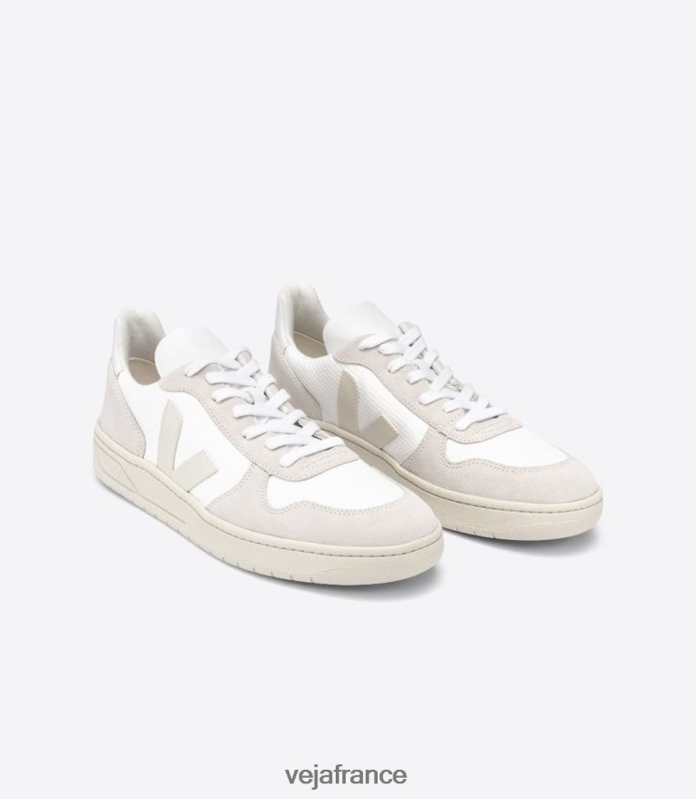 chaussures Veja v-10 b-mesh pierre naturelle blanche Hommes 0826JT44