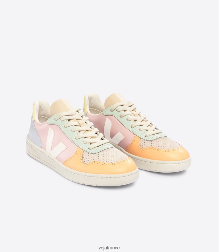 chaussures Veja v-10 cuir pétale blanc multico Hommes 0826JT60