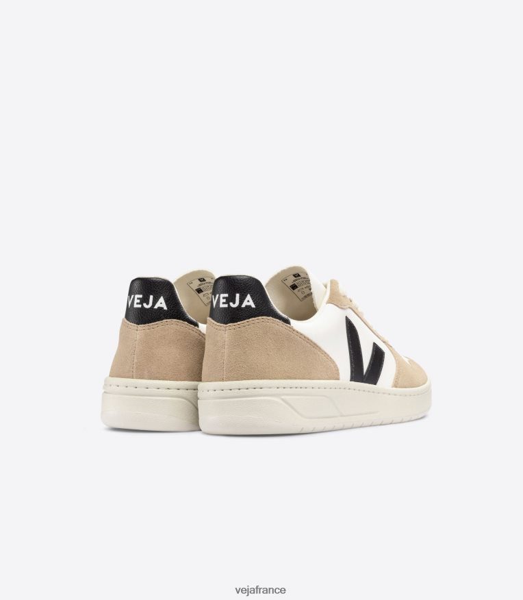 chaussures Veja v-10 cuir sans chrome blanc noir sahara Hommes 0826JT38