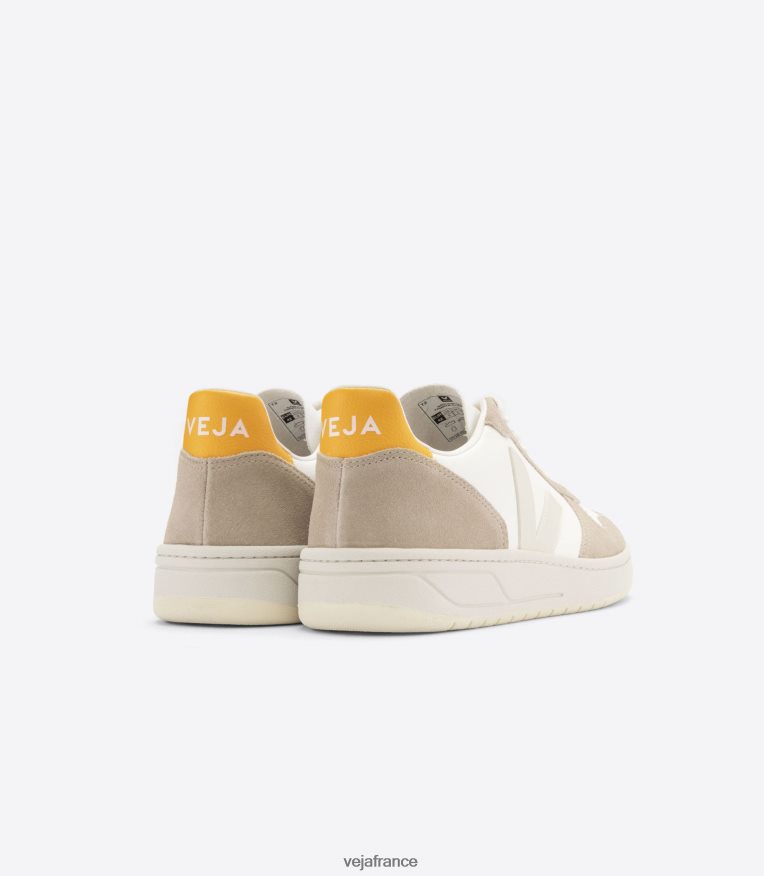 chaussures Veja v-10 cuir sans chrome blanc sahara ouro Hommes 0826JT69
