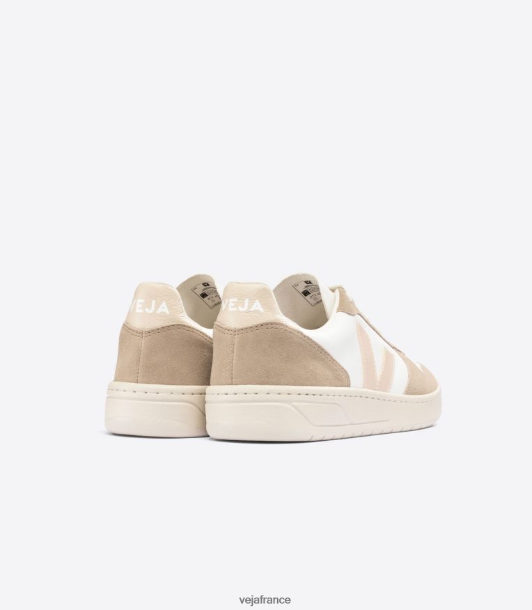 chaussures Veja v-10 cuir sans chrome sable blanc sahara Hommes 0826JT39