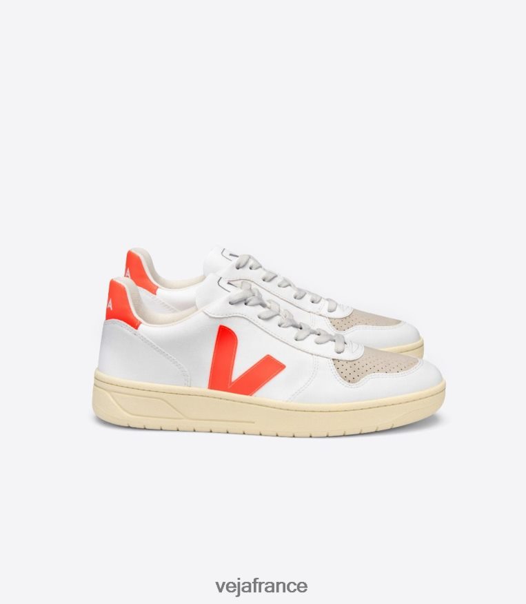chaussures Veja v-10 cwl blanc orange fluo Hommes 0826JT51