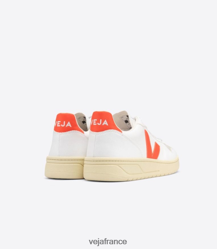 chaussures Veja v-10 cwl blanc orange fluo Hommes 0826JT51