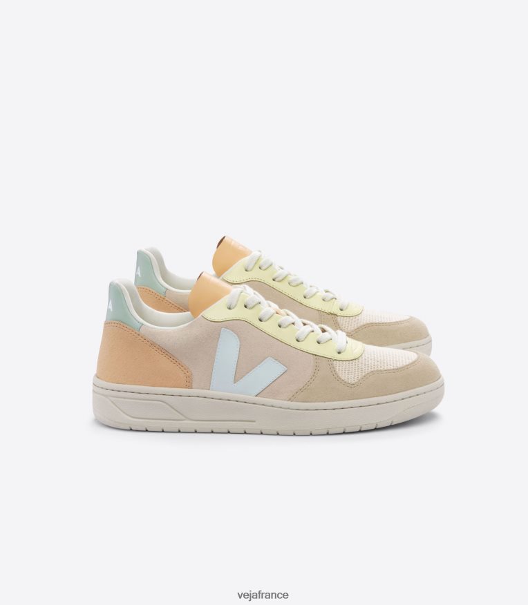 chaussures Veja v-10 suède sable menthol multico Hommes 0826JT54