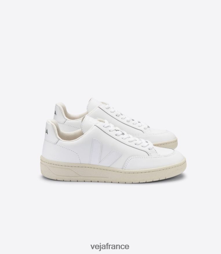 chaussures Veja v-12 cuir blanc Hommes 0826JT33